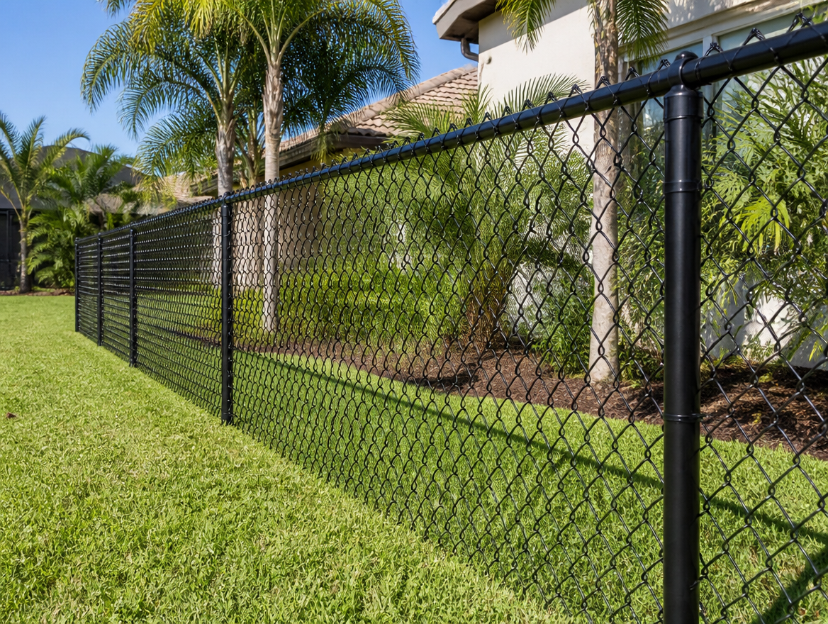 Illustrative black chain link fence