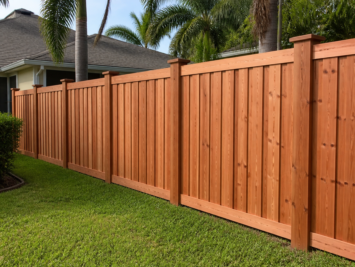 Illustrative vertical cedar fence