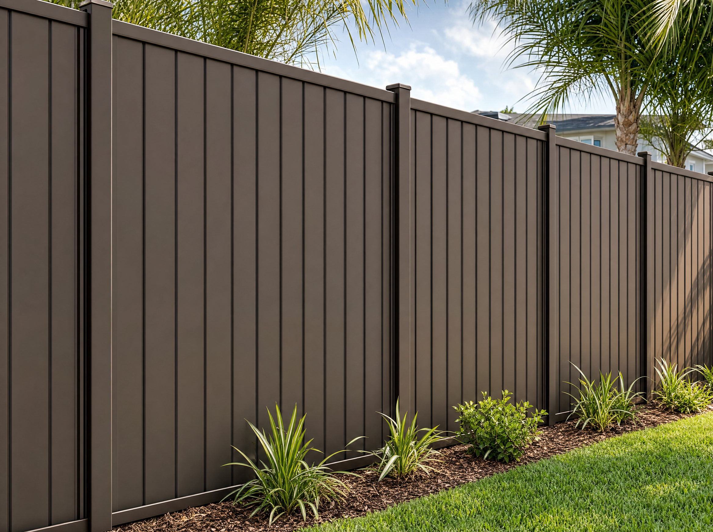 Illustrative bronze Dura metal privacy fence