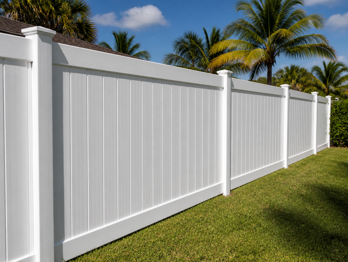Illustrative white vinyl fence